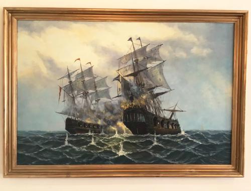 Huge Galleon Oil Painting Battle Scene Marine Naval Art (1 of 11)