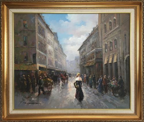 Paris Street Scene by T E Penck Impressionist Oil Painting on Canvas (1 of 7)