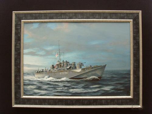 1944 Fairmile D Class Mtb Vessel Acrylic Oil Painting On Board (1 of 1) 1944 Fairmile D Class Mtb Vessel Acrylic Oil Painting On Board (1 of 1)