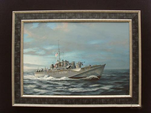 1944 Fairmile D Class Mtb Vessel Acrylic Oil Painting On Board (1 of 1)