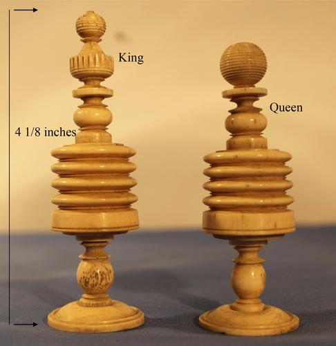 19th Century Turned Bone Chess Set Barleycorn Design (1 of 1) 19th Century Turned Bone Chess Set Barleycorn Design (1 of 1)