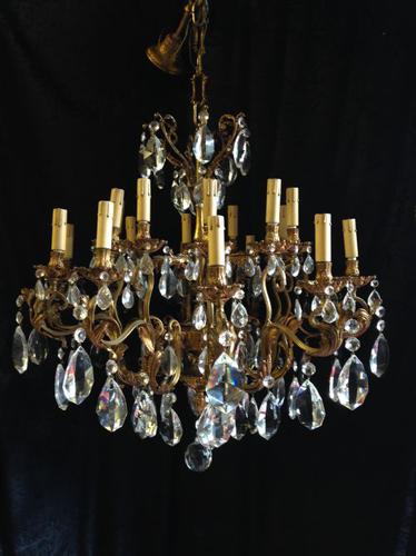 Large  Italian Gilded 20 Light Antique Chandelier c.1910 (1 of 1)