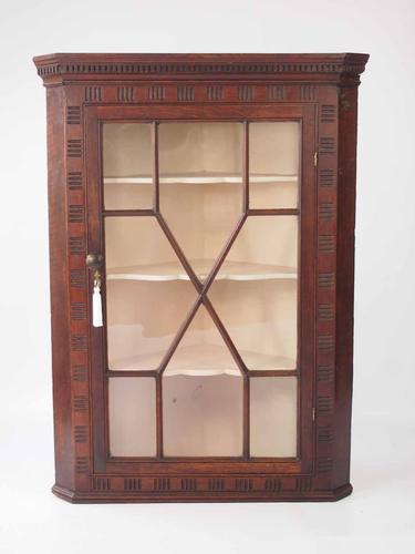 Georgian Oak Corner Cupboard with Astragal Glazed Door (1 of 1)