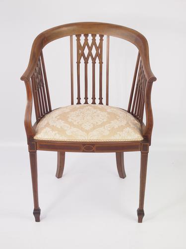 Edwardian Mahogany & Inlaid Armchair / Tub Chair (1 of 1)