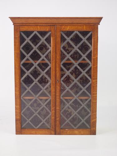 Small Antique Edwardian Oak Hanging Cabinet (1 of 1)