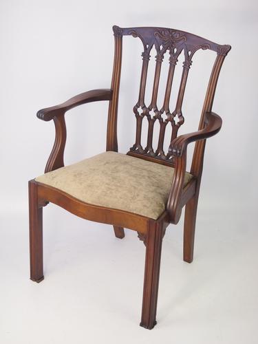 Antique Edwardian Mahogany Chippendale Desk Chair (1 of 1)