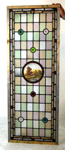 Great Pair of Painted Victorian Leaded Glass Scenic Windows c.1890 (1 of 1) Great Pair of Painted Victorian Leaded Glass Scenic Windows c.1890 (1 of 1)