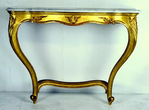 Good French Marble Top Gilded Console Table c.1920 (1 of 1)