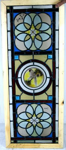 One of 4 Wonderful Painted Bird Windows c.1900 (1 of 1) One of 4 Wonderful Painted Bird Windows c.1900 (1 of 1)