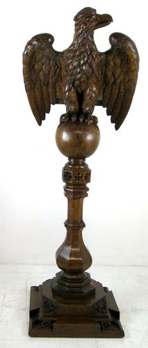 Very Well Carved Oak Eagle on a Gothic Column c.1870 (1 of 1)