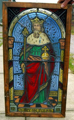 Rare Victorian Stained Leaded Glass Depicting Henry the First King of England (1 of 1)