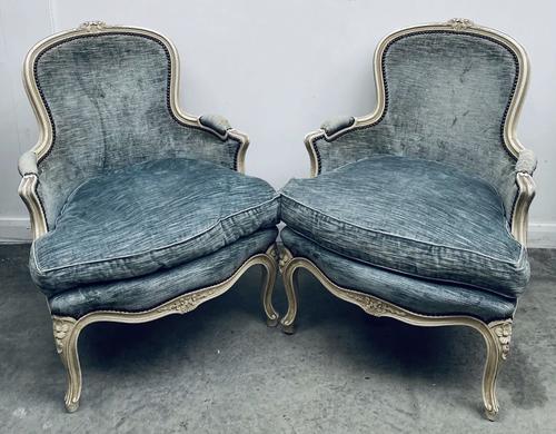 Pair of French Upholstered Bergere Armchairs (1 of 12) Pair of French Upholstered Bergere Armchairs (1 of 12)