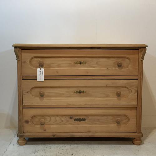 Large 3 Drawer Pine Chest of Drawers c.1930 (1 of 1)