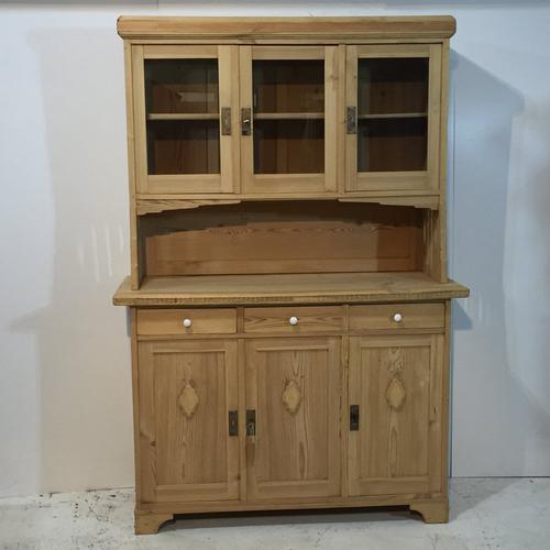 3 Door, 3 Drawer Glazed Antique Pine Dresser (1 of 1)