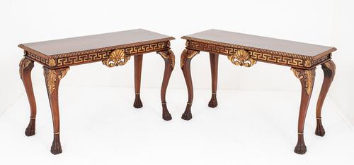 Pair of Mahogany & Gilt Console Tables c.1920 (1 of 9)