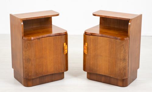 Pair of French Walnut Art Deco Bedside Cabinets (1 of 8) Pair of French Walnut Art Deco Bedside Cabinets (1 of 8)