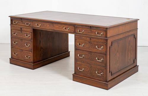 Large 2 Pedestal Oak Desk (1 of 1)