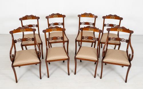 Set of 8 Regency Style Rosewood Brass Inlaid Dining Chairs c.1920 (1 of 16) Set of 8 Regency Style Rosewood Brass Inlaid Dining Chairs c.1920 (1 of 16)