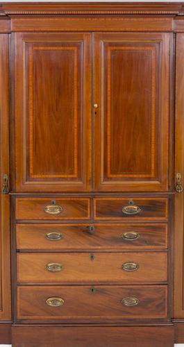 Sheraton Revival Mahogany Breakfront Wardrobe c.1880 (1 of 1) Sheraton Revival Mahogany Breakfront Wardrobe c.1880 (1 of 1)