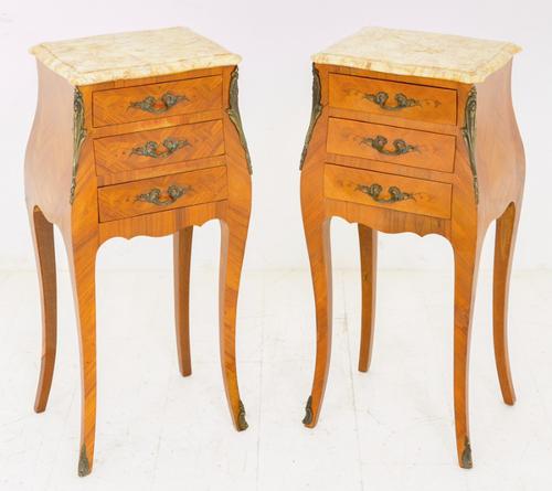 Pair of French Bombe Shaped Bedside Cabinets c.1900 (1 of 1)