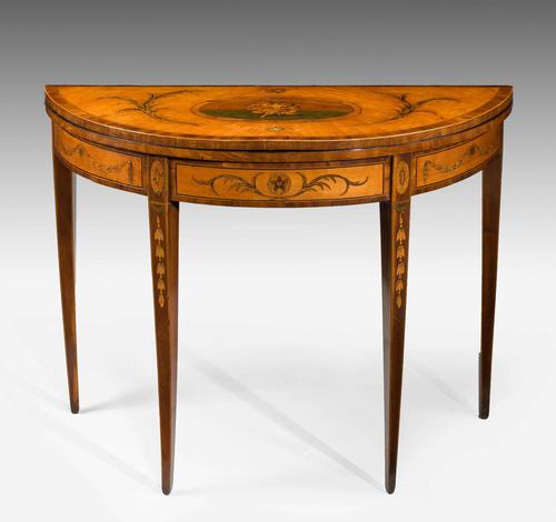 George III Period Satinwood Demilune Card Table (1 of 10) George III Period Satinwood Demilune Card Table (1 of 10)