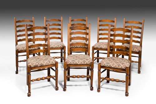 Set of 8 20th Century Oak Ladder Back Single Chairs c.1900 (1 of 1)