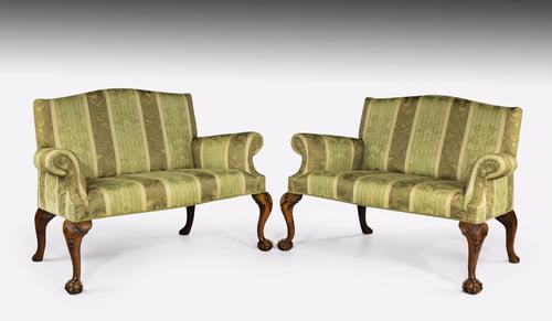 Pair of George II "style" Walnut Sofas c.1900 (1 of 1)