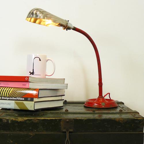 1920s Vintage Painted Brass Chrome Goose Neck Lamp (1 of 10)