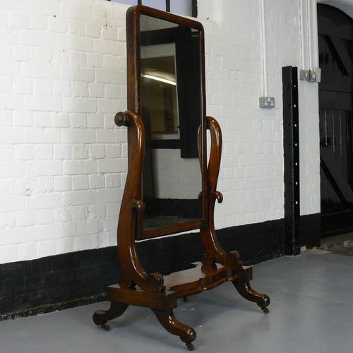 English Mid Victorian Cheval Dressing Mirror in Attractive Original Condition (1 of 1)