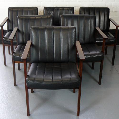 Set of Six Black Leather Chairs by Antocks Lairn Splendid Vintage Condition (1 of 1)