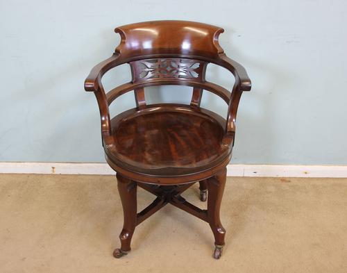 Antique Mahogany Swivel Desk Chair (1 of 1)