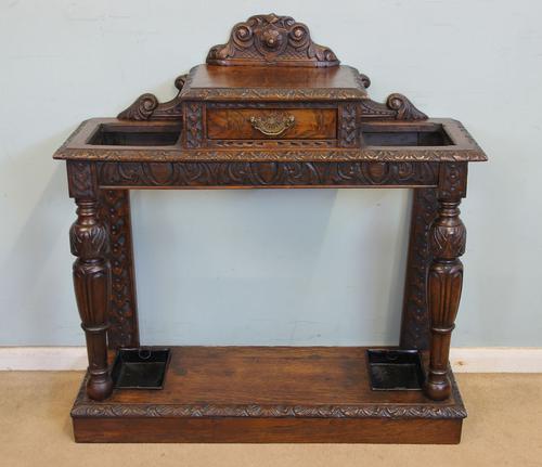 Antique Carved Oak Umbrella Sick Stand (1 of 1)