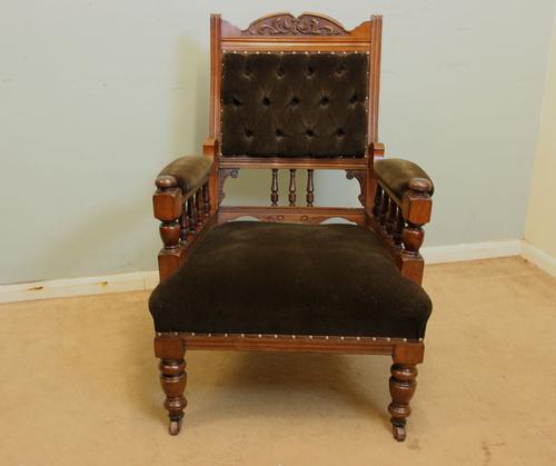 Antique Gentlemans Victorian Walnut Button Back Chair (1 of 1)