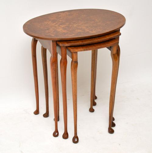 Antique Burr Walnut Oval Nest of Tables (1 of 8)