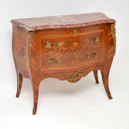 Antique French Inlaid Marquetry Marble Top Bombe Chest (1 of 12)