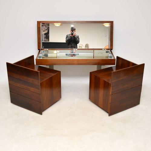 1970s Vintage Walnut & Chrome Dressing Table & Chests (1 of 15)