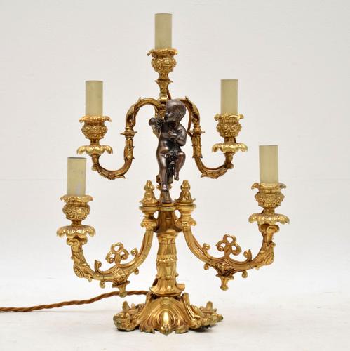 French Gilt Metal Candelabra Table Lamp (1 of 9)