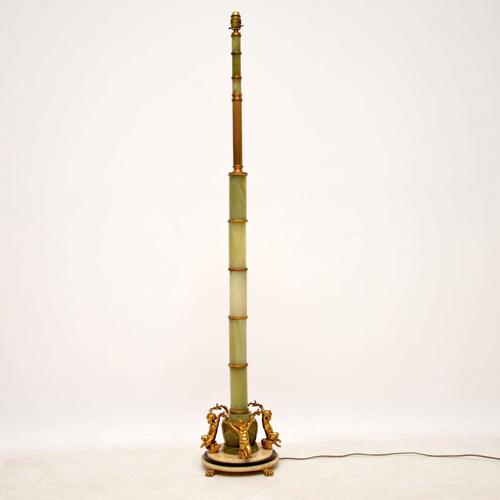 French Gilt Metal & Onyx Floor Lamp c.1930 (1 of 9)