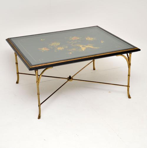 1970s Vintage Decorative Brass & Lacquered Chinoiserie Coffee Table (1 of 11)