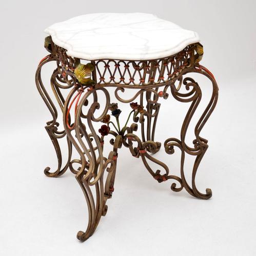 Antique Painted Iron Marble Top Table (1 of 12) Antique Painted Iron Marble Top Table (1 of 12)
