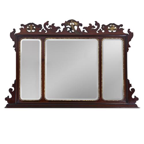 Mahogany Fret Frame Triple Plate Mirror (1 of 1)