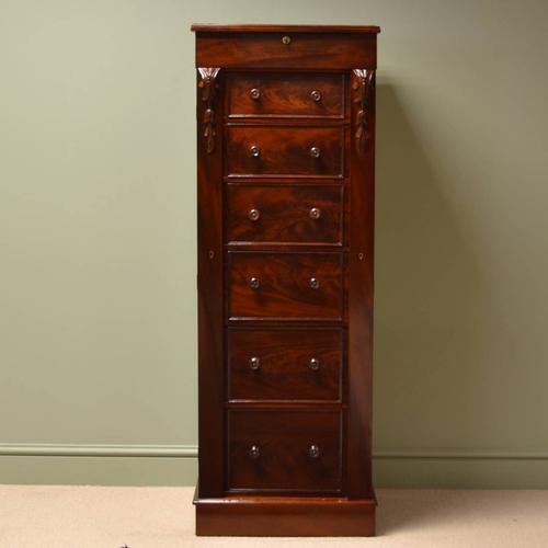 Unusual William IV Tall Beautifully Figured Antique Wellington Chest (1 of 6)