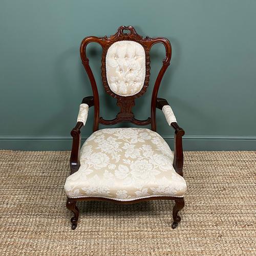 Elegant Victorian Upholstered Antique Arm Chair (1 of 7)