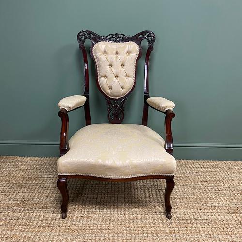 Elegant 19th Century Upholstered Antique Armchair (1 of 8) Elegant 19th Century Upholstered Antique Armchair (1 of 8)