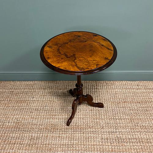 Beautifully Figured Victorian Walnut Antique Occasional Table (1 of 7)