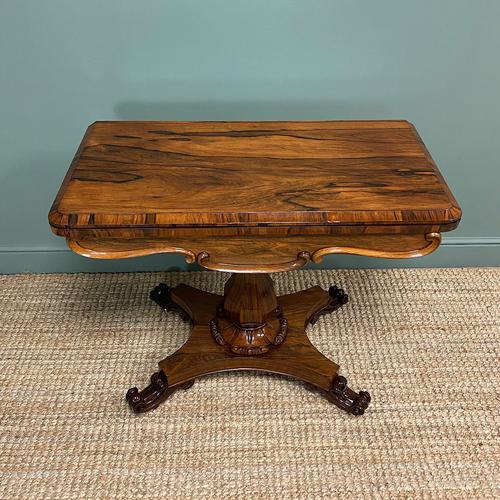 Spectacular William IV Rosewood Antique Card Table (1 of 10)