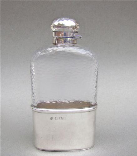 Stunning Arts & Craft Solid Silver Hip Flask by William Neale & Sons, London 1900 (1 of 1)