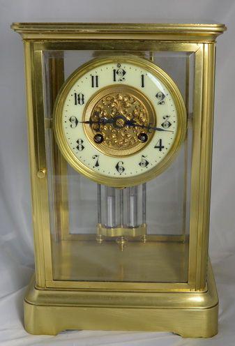French Four Glass Mantel Clock c.1895 (1 of 1) French Four Glass Mantel Clock c.1895 (1 of 1)
