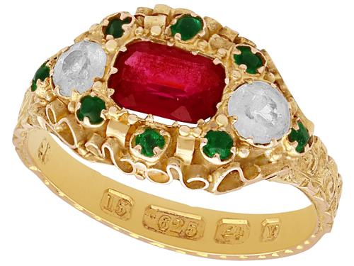 Paste & 15ct Yellow Gold Dress Ring - Antique Victorian 1873 (1 of 9) Paste & 15ct Yellow Gold Dress Ring - Antique Victorian 1873 (1 of 9)