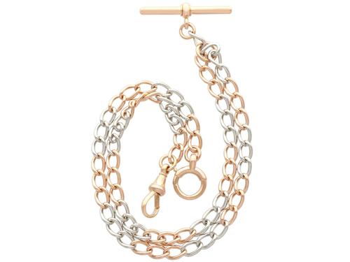 18ct Yellow Gold & Platinum Double Albert Watch Chain - Antique c.1910 (1 of 9) 18ct Yellow Gold & Platinum Double Albert Watch Chain - Antique c.1910 (1 of 9)